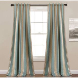 Lush Decor - Set of 2 (108"x52") Julia Striped Light Filtering  Blue